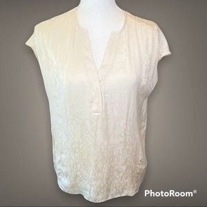 BANANA REPUBLIC - Peach Animal Print  Short Sleeve V-Neck Blouse - Size S